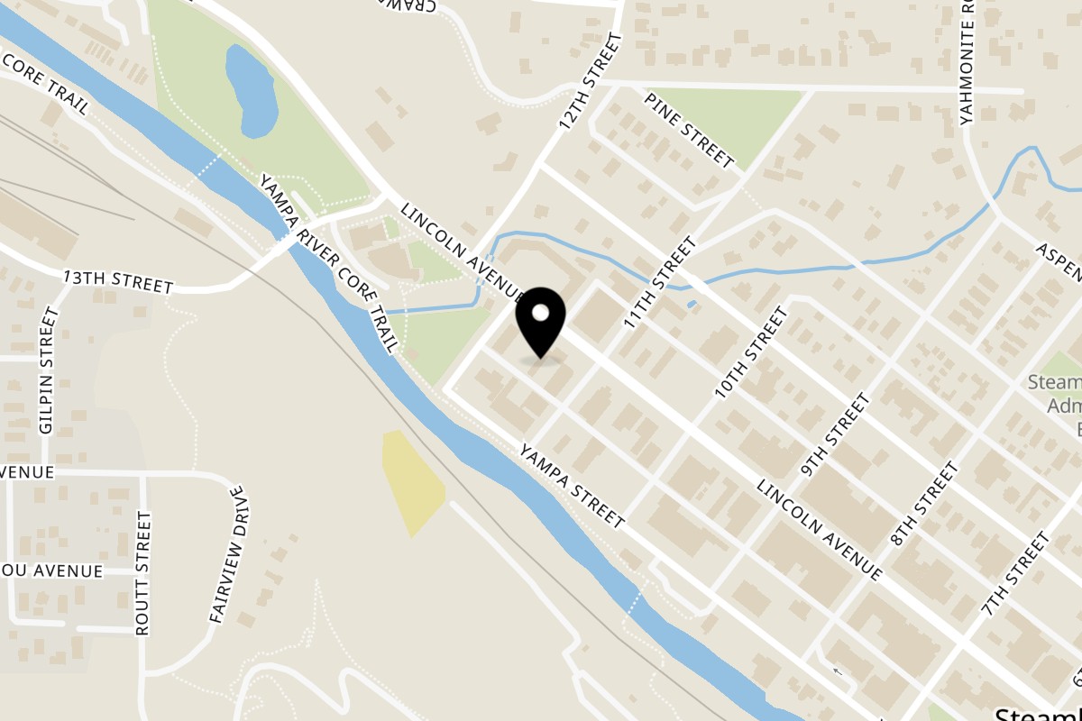 Map showing the location of Seedz on 1117 Lincoln Ave in Steamboat Springs